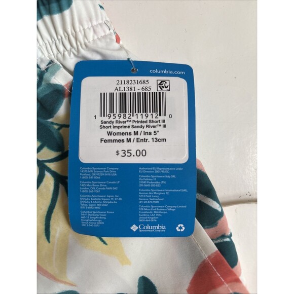 NWT Ladies Columbia Sandy River III Omni-Shield Tropical Print 5" Inseam Sz M - Picture 2 of 8